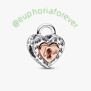 Pandora Two-tone Padlock Splittable Heart Charm